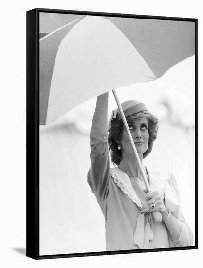 Princess Diana in Berkshire on a Stormy Day June 1985-null-Framed Stretched Canvas