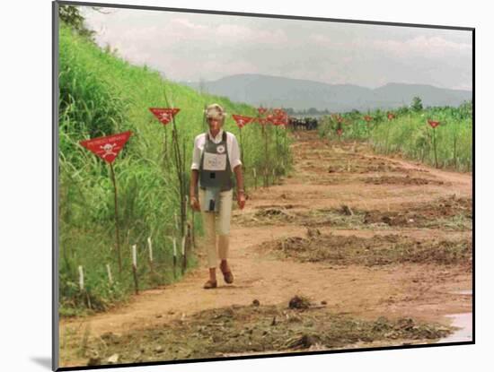 Princess Diana in Minefield Outside Haunbo Angola Endorsing the Red Cross Campaign-null-Mounted Photographic Print