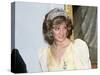 Princess Diana in New Zealand Government House Ball Wellington Wearing a Yellow Dress and Tiara-null-Stretched Canvas