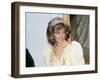 Princess Diana in New Zealand Government House Ball Wellington Wearing a Yellow Dress and Tiara-null-Framed Photographic Print