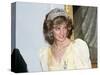 Princess Diana in New Zealand Government House Ball Wellington Wearing a Yellow Dress and Tiara-null-Stretched Canvas