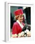 Princess Diana, on Walkabout During Visit Wearing Red Suit and Red Pillbox Hat, May 1989-null-Framed Photographic Print