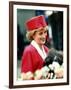 Princess Diana, on Walkabout During Visit Wearing Red Suit and Red Pillbox Hat, May 1989-null-Framed Photographic Print