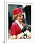 Princess Diana, on Walkabout During Visit Wearing Red Suit and Red Pillbox Hat, May 1989-null-Framed Photographic Print