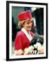 Princess Diana, on Walkabout During Visit Wearing Red Suit and Red Pillbox Hat, May 1989-null-Framed Photographic Print