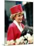 Princess Diana, on Walkabout During Visit Wearing Red Suit and Red Pillbox Hat, May 1989-null-Mounted Photographic Print