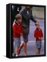 Princess Diana Princess of Wales arriving at Dyce Airport Aberdeen with Prince William and Prince H-null-Framed Stretched Canvas