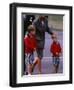Princess Diana Princess of Wales arriving at Dyce Airport Aberdeen with Prince William and Prince H-null-Framed Photographic Print