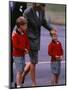 Princess Diana Princess of Wales arriving at Dyce Airport Aberdeen with Prince William and Prince H-null-Mounted Photographic Print