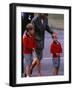 Princess Diana Princess of Wales arriving at Dyce Airport Aberdeen with Prince William and Prince H-null-Framed Photographic Print