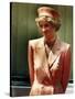 Princess Diana Princess of Wales Wearing Orange and White Polka Dot Dress with Matching Hat-null-Stretched Canvas