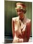 Princess Diana Princess of Wales Wearing Orange and White Polka Dot Dress with Matching Hat-null-Mounted Photographic Print