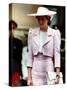 Princess Diana Receives the Freedom of Northampton Wears Pink Suit June 1989-null-Stretched Canvas