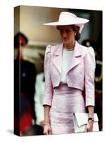 Princess Diana Receives the Freedom of Northampton Wears Pink Suit June 1989-null-Stretched Canvas