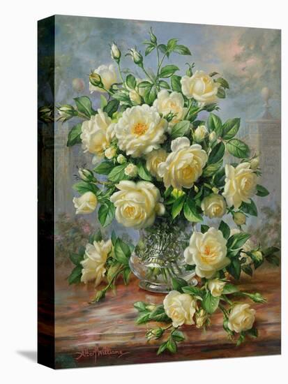 Princess Diana Roses in a Cut Glass Vase-Albert Williams-Stretched Canvas