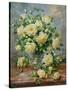 Princess Diana Roses in a Cut Glass Vase-Albert Williams-Stretched Canvas