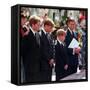 Princess Diana's Funeral coffin leaves Westminster Abbey with Prince Charles Prince Harry Prince Wi-null-Framed Stretched Canvas