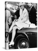 Princess Diana Sitting on Prince Charles Aston Martin Car at Smiths Lawn Windsor-null-Stretched Canvas