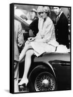 Princess Diana Sitting on Prince Charles Aston Martin Car at Smiths Lawn Windsor-null-Framed Stretched Canvas