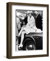 Princess Diana Sitting on Prince Charles Aston Martin Car at Smiths Lawn Windsor-null-Framed Photographic Print