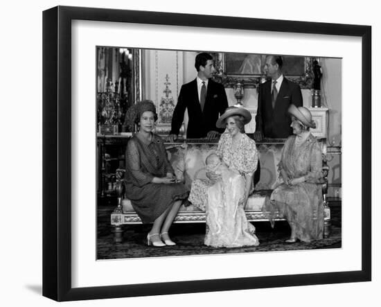 Princess Diana with her new born son Prince William 1982 and husband Prince Charles Prince Philip Q-null-Framed Photographic Print