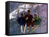Princess Diana with Her Sons Prince William and Prince Harry on a Chair Lift-null-Framed Stretched Canvas