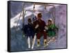 Princess Diana with Her Sons Prince William and Prince Harry on a Chair Lift-null-Framed Stretched Canvas