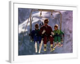 Princess Diana with Her Sons Prince William and Prince Harry on a Chair Lift-null-Framed Photographic Print