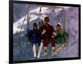 Princess Diana with Her Sons Prince William and Prince Harry on a Chair Lift-null-Framed Photographic Print