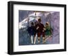 Princess Diana with Her Sons Prince William and Prince Harry on a Chair Lift-null-Framed Photographic Print