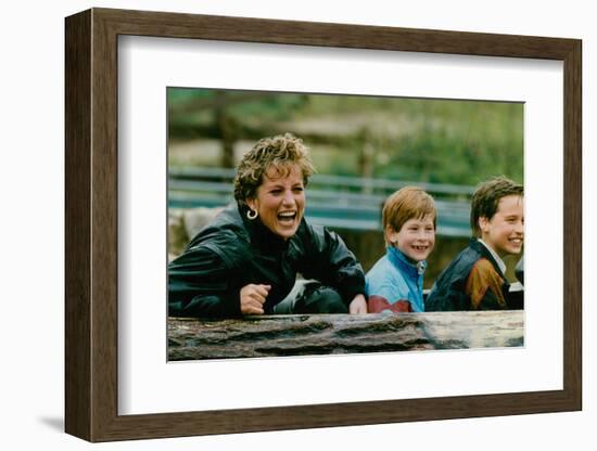 Princess Diana with Prince William and Prince Harry on Ride-Associated Newspapers-Framed Photo