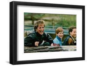 Princess Diana with Prince William and Prince Harry on Ride-Associated Newspapers-Framed Photo