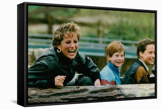 Princess Diana with Prince William and Prince Harry on Ride-Associated Newspapers-Framed Stretched Canvas