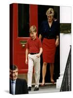 Princess Diana with Prince William leaving Wetherby School-null-Stretched Canvas