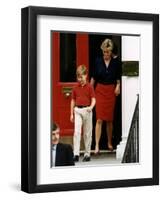 Princess Diana with Prince William leaving Wetherby School-null-Framed Premium Photographic Print