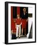 Princess Diana with Prince William leaving Wetherby School-null-Framed Photographic Print