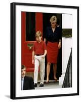 Princess Diana with Prince William leaving Wetherby School-null-Framed Photographic Print