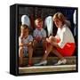 Princess Diana with Sons William and Harry in Majorca as Guests of King Juan Carlos of Spain-null-Framed Stretched Canvas
