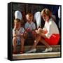 Princess Diana with sons William & Harry in Majorca in 1988 as guests of King Juan Carlos of Spain-null-Framed Stretched Canvas