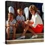 Princess Diana with sons William & Harry in Majorca in 1988 as guests of King Juan Carlos of Spain-null-Stretched Canvas