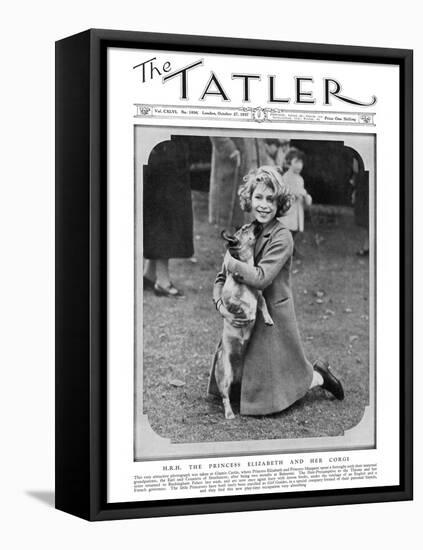 Princess Elizabeth and Her Corgi-null-Framed Stretched Canvas