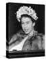 Princess Elizabeth (Queen Elizabeth II) wearing a fur coat-Associated Newspapers-Stretched Canvas