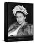 Princess Elizabeth (Queen Elizabeth II) wearing a fur coat-Associated Newspapers-Framed Stretched Canvas