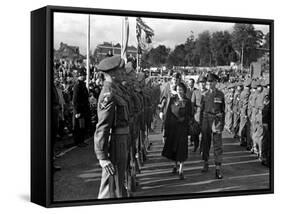 Princess Elizabeth Tour of Devon and Cornwall, Reviewing Army Soldiers. October 1949-null-Framed Stretched Canvas