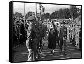 Princess Elizabeth Tour of Devon and Cornwall, Reviewing Army Soldiers. October 1949-null-Framed Stretched Canvas