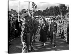 Princess Elizabeth Tour of Devon and Cornwall, Reviewing Army Soldiers. October 1949-null-Stretched Canvas