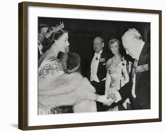 Princess Elizabeth Welcomes Winston Churchill and Prime Minister Clement Atlee at Guildhall-null-Framed Photo