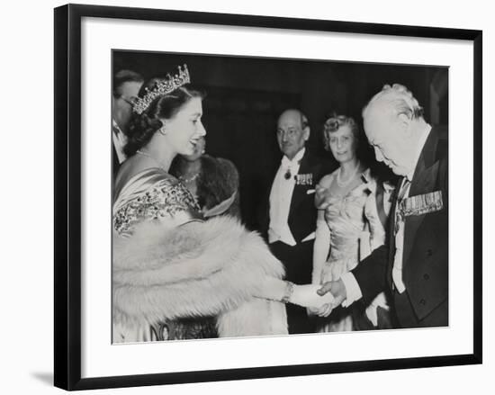 Princess Elizabeth Welcomes Winston Churchill and Prime Minister Clement Atlee at Guildhall-null-Framed Photo