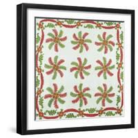 Princess Feather Design Coverlet, Ohio, Quilted and Appliqued Cotton, Circa 1850-null-Framed Premium Giclee Print