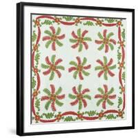 Princess Feather Design Coverlet, Ohio, Quilted and Appliqued Cotton, Circa 1850-null-Framed Giclee Print